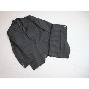 Pronto Uomo Suit Mens 40R Black Pinstripe 100% Wool 2 Buttons Pants 34 x 29